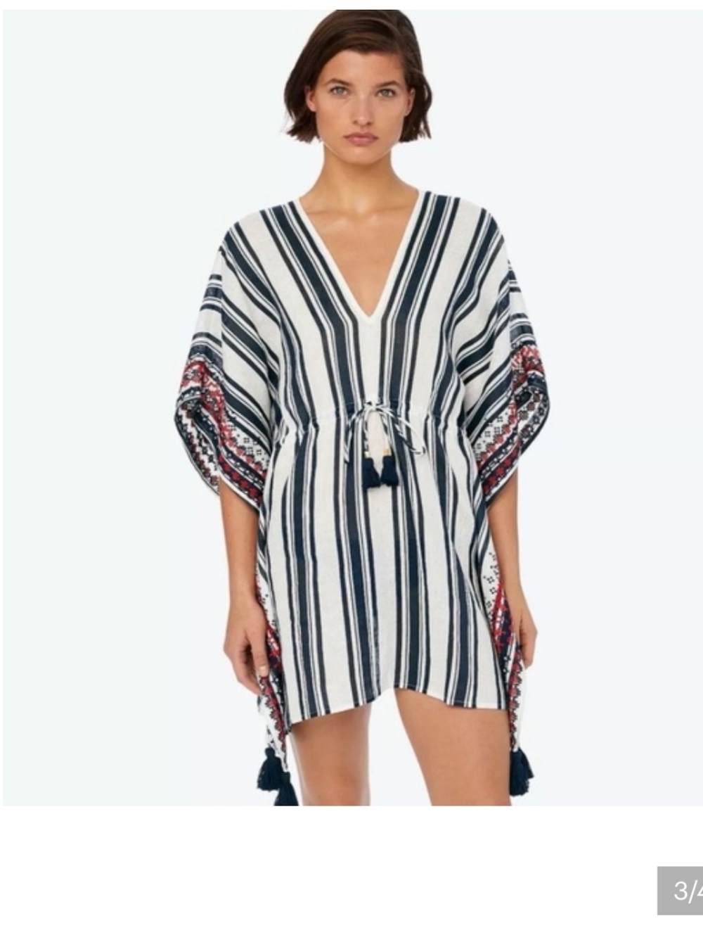 Tory Burch Ravena Awning-Stripe Beach Caftan Size M/L